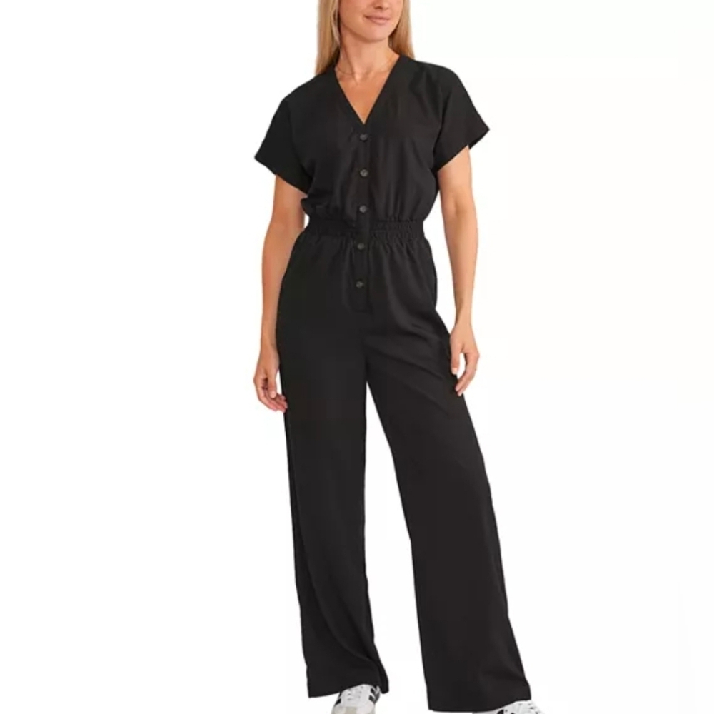 Marine Layer Lia Wide Leg Jumpsuit Size Medium NWT $128 Black